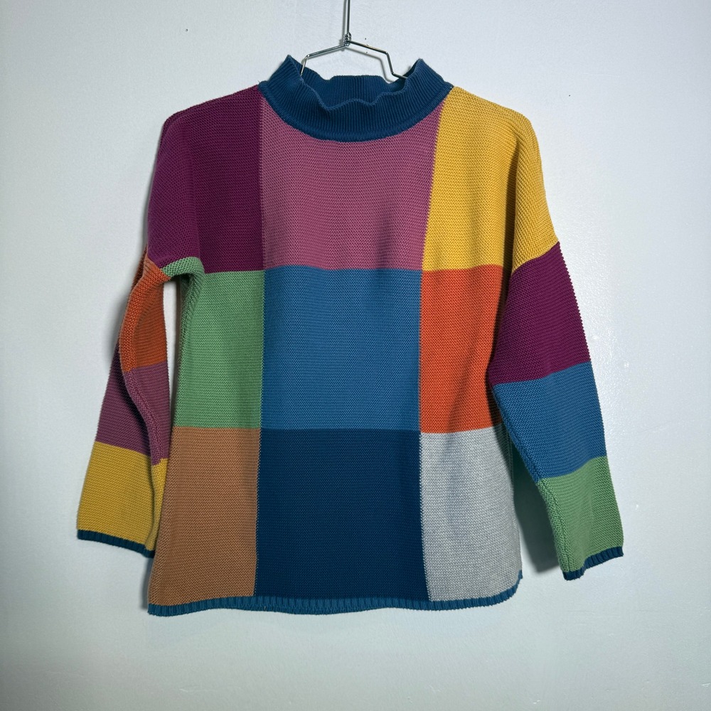 Kite Organic Cotton Patchwork Sweater Kids‎ 9Y Multicolor Mock Neck